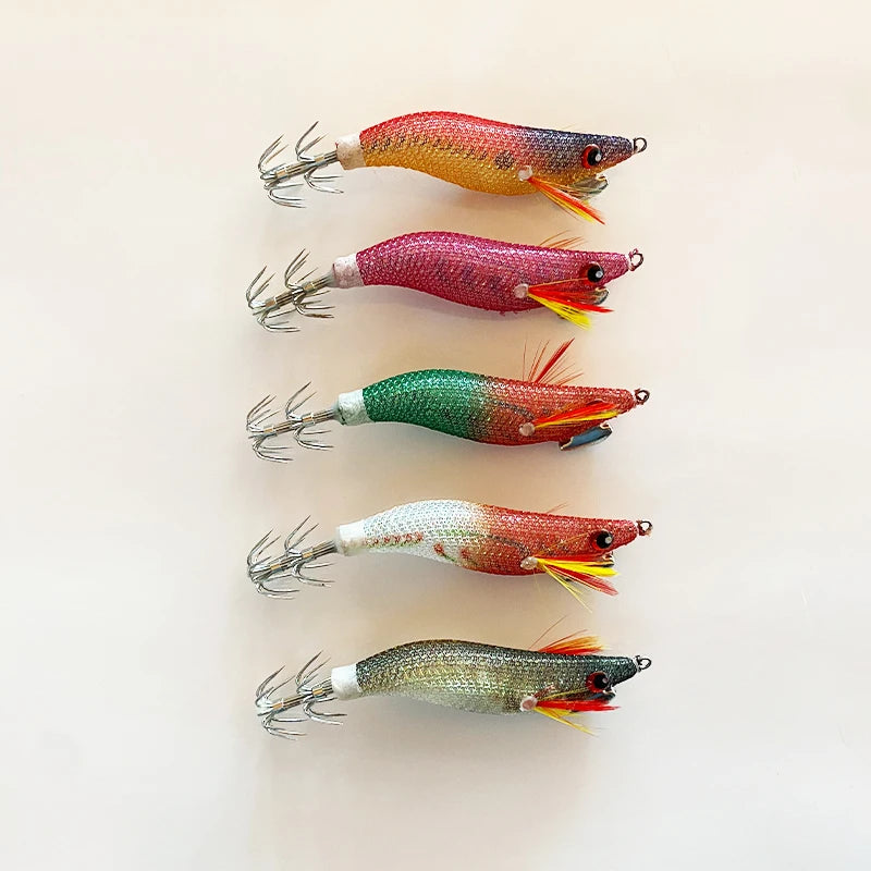 Wholesale Yamashita Mold Saltwarter Octopus Squid Jigs Lure Luminous Wooden Shrimp Fishing EGI Squid Jig Lure