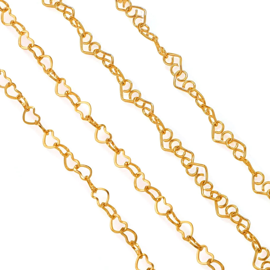 Stainless Steel Chains 4mm Love Heart Chain for Jewelry Making DIY Gold Color Bracelet Necklace Chain Accessories