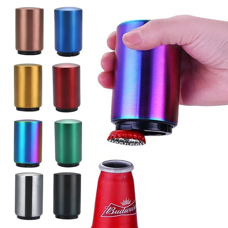 Portable Magnetic Stainless Steel Beer Bottle Openers Automatic Pop the Top Beer Opener