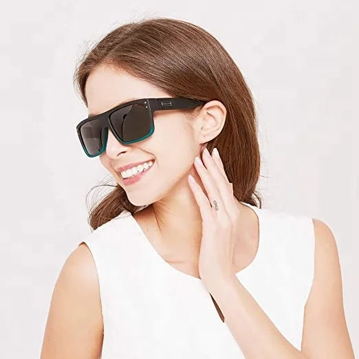 DUBERY 2026 Men's Fashion Sunglasses Black Frame Rectangular Shades UV for 100 Hot for Polaroid Shades in Blue & Red for Summer