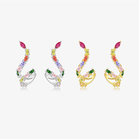 FUAMAY Fashion Jewelry Ladies 925 Silver Earrings Large Rainbow Stud Earrings