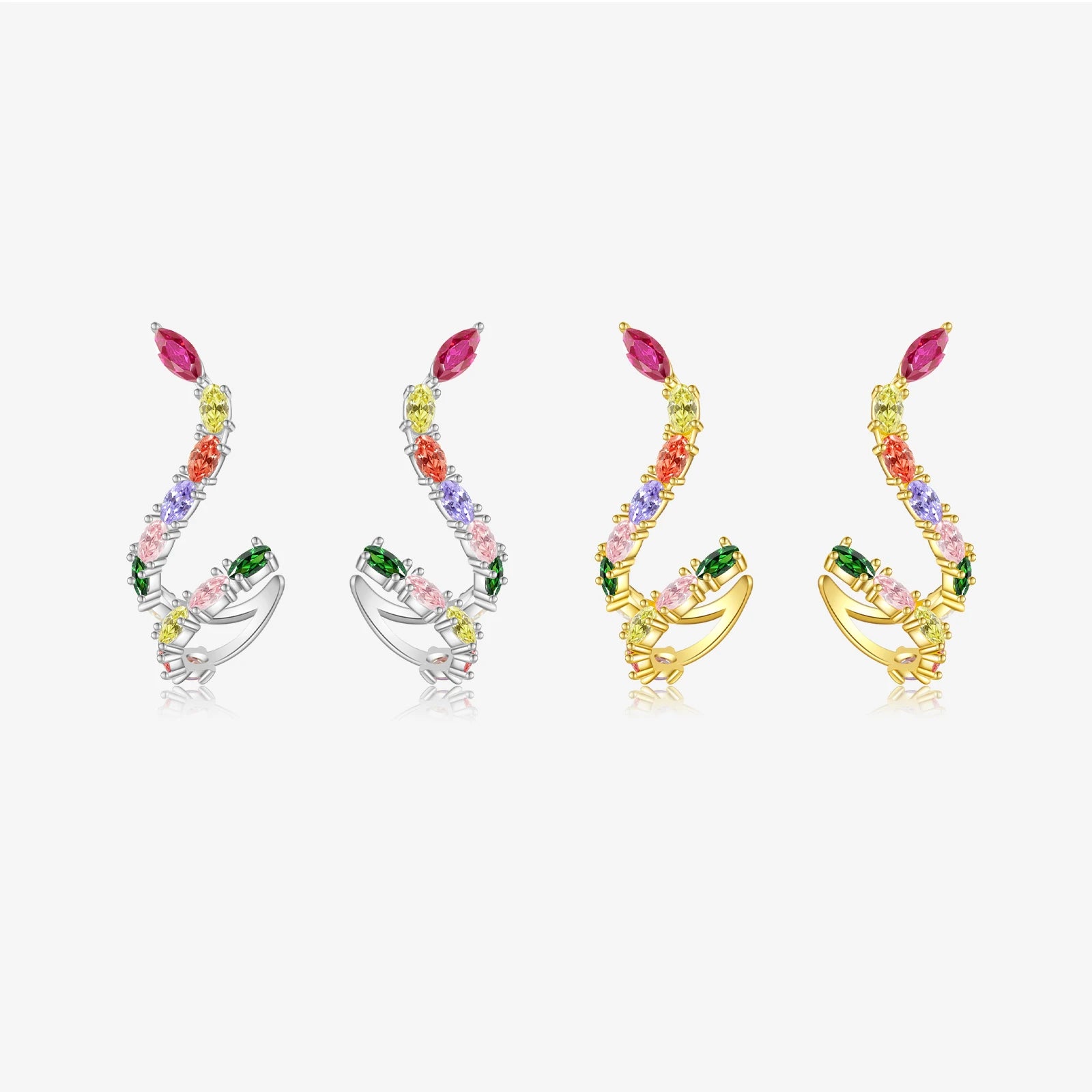 FUAMAY Fashion Jewelry Ladies 925 Silver Earrings Large Rainbow Stud Earrings