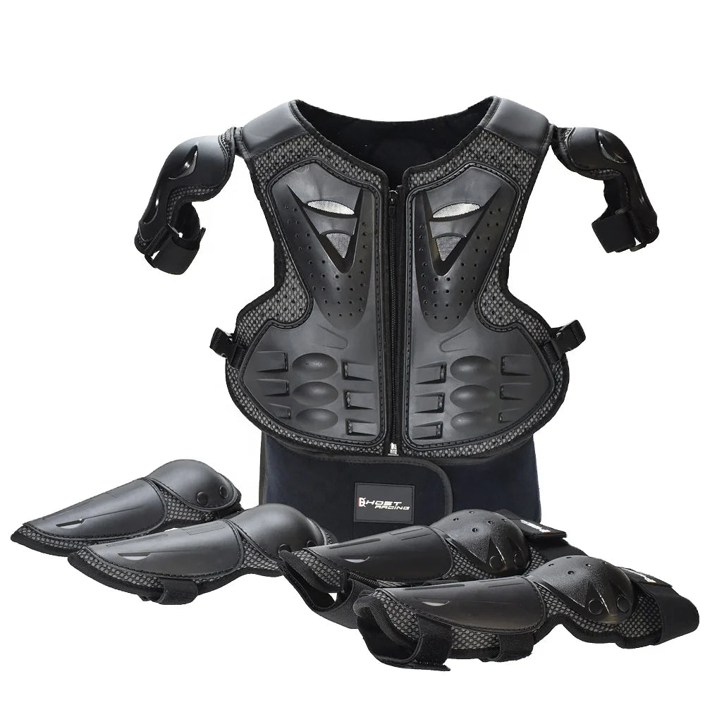 GHOST RACING Kids Motorcycle Armor Suit Full Body Protection Professional Polypropylene Hard Shell Vest with Knee & Elbow Pads