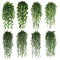F45 Wholesale Different Type Plastic Faux Greenery Ferns Green Leaves Fake Plant Grass Artificial Hanging Vine for Wall Decor