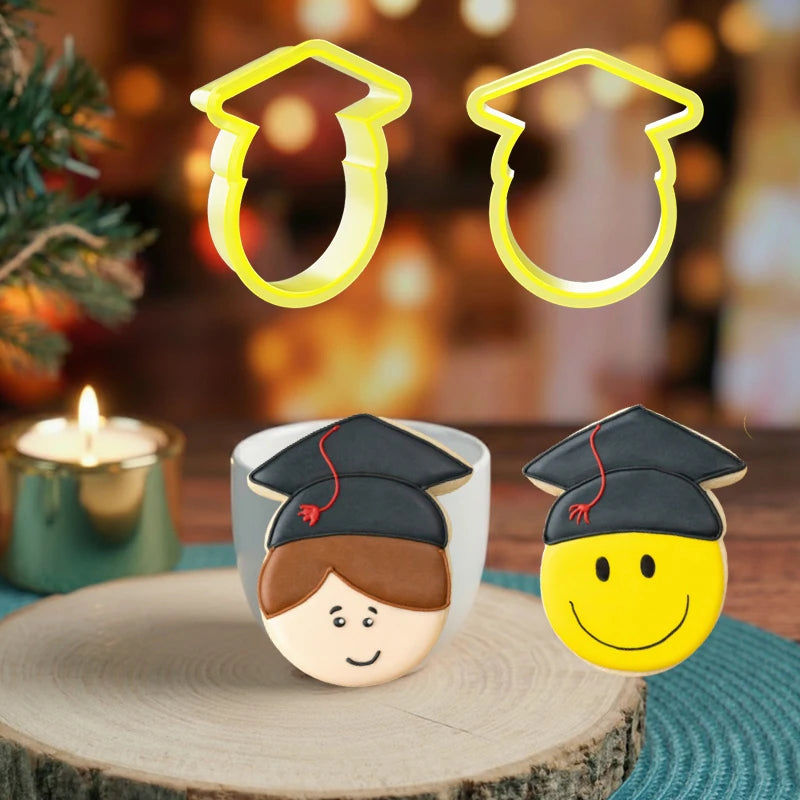 Plastic Life Events Graduation Cap Cookie Fondant Biscuit Dough Mold and Cookie Cutter With Royal Icing and Cookie Decorating