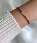 Hip Hop Bracelet Colored Tennis Chain Square Zircon Jewelry Ice Out Deluxe Adjustable 18K Gold Bangle for Men and Women