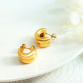 Minimalist Vintage Pvd Gold Plated Stainless Steel Smooth Double-layer Half Circle Mirror Earrings for Women Gifts