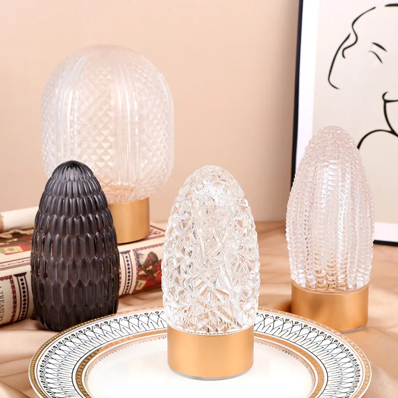 Crystal Candelabra Table Lamp for Wedding & Home Decor LED Battery Operated Glass Cylinder for Valentine's Day