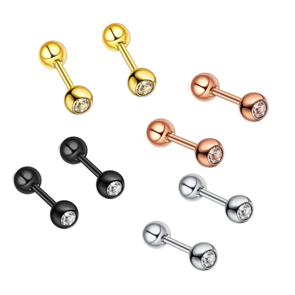 50pcs Mix Colors Ear Studs CZ Crystal Piercing Earring Conch Tragus Stud Helix Bar Cartilage Body Piercing Jewelry 16G 3mm Ball