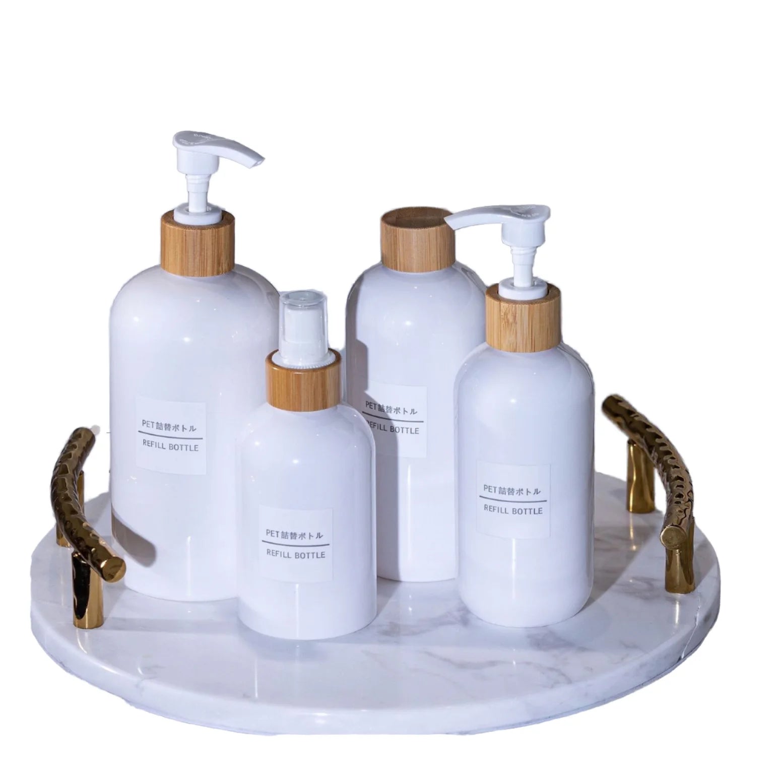 Luxury 500ml Refillable PET Plastic Shower Gel Bottle Wooden Cap 200ml 350ml 500ml Body Wash Lotion Bottle Plastic Bottles