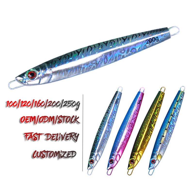 Spanish Mackerel 100g/120g/160g/200g/250g Saltwater Lead Vertical Metal Jigs Artificial Bait Boat Fishing Micro Jig Lures