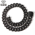 20mm Spring Clasp Black Cubic Zircon Dark Style Cuban Link Chain 20mm Big Size Bling Black Iced Out Miami Cuban Chain