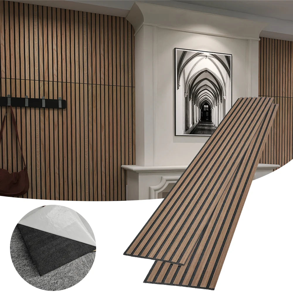 KASARO Modern Design Self-Adhesive Custom Wooden Slat Acoustic Panels Fireproof for Apartment Entertainment Walls