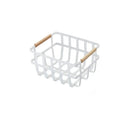 Japanese Iron Art Double Wood Handle Storage Basket Cloth Hanging Daily Home Storage for Beverages Magazines and Food