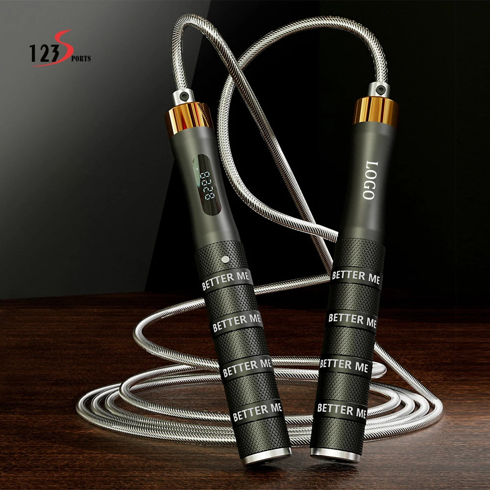 New Arrivals T21 Adjustable Rapid Speed Count Jump Rope Aluminum Alloy Material Steel Core Bearing Adjustable Skipping Rope