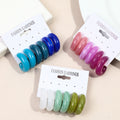 Hot Korean Designer C-shaped Earrings Casual Resin Geometric Marble Nebula Sweet Girl Gift 3 Pairs/set Acrylic Hoop Earrings Set