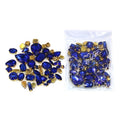 50pca/bag Mixed Shape Royal Blue Color Glass Stone Mixed Rhinestones With Sewn Claws