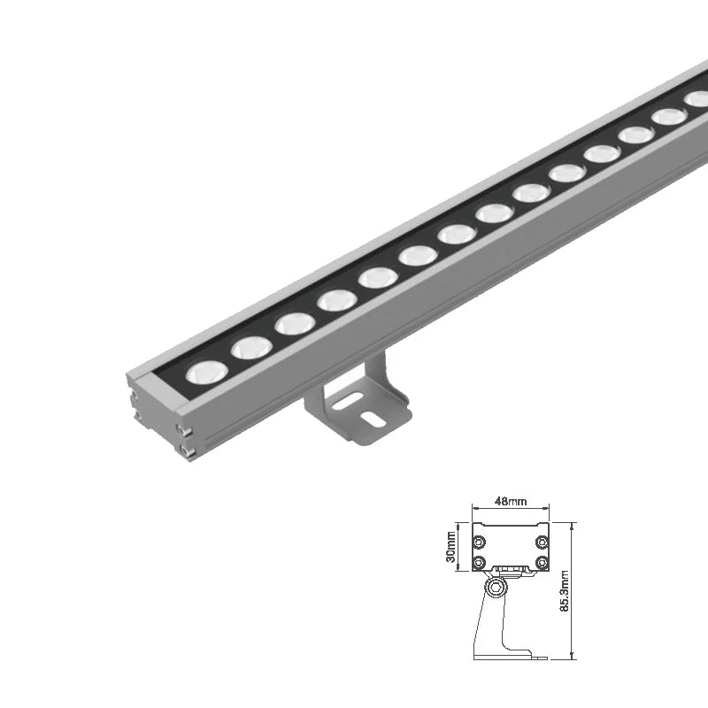 Outdoor IP68 Waterproof Building Commercial Facades DMX 512 Controller RGBW Led Linear Bar Wall Washer 12W DC 24V DC 12V 90