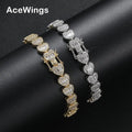 BB147 9mm Brass CZ Tennis Bracelet Men and Women Fashion Jewelry