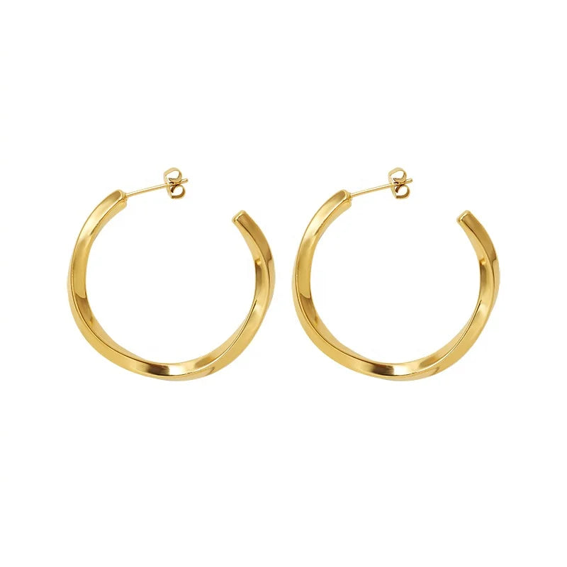 Circle Slightly Twisted Female Earrings Fashion Personality Ins Act the Role Earring