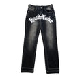 DENIMGUYS Oversized Baggy Wide Leg Pants Men Denim Clothing Streetwear Plus Size Men's Vintage Embroidery Jeans