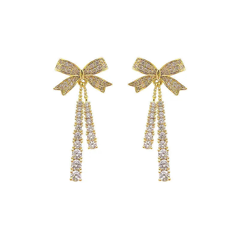 Unique Tiny 925 Sterling Silver Cute butterfly Tassel Bow Knot Dangle Earring for Women Earrings Jewelry