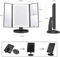Foldable Silver Frame Desktop Cosmetic Mirror with Lighted Magnifying Feature Square Shape Plastic Frame