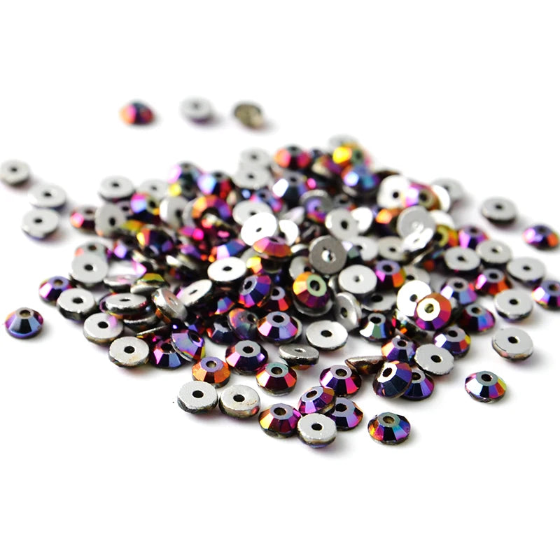 3mm 4mm 5mm 6mm Center Whole Round Shape FlatBack Rhinestone Lochrose Sew on Crystal Stone