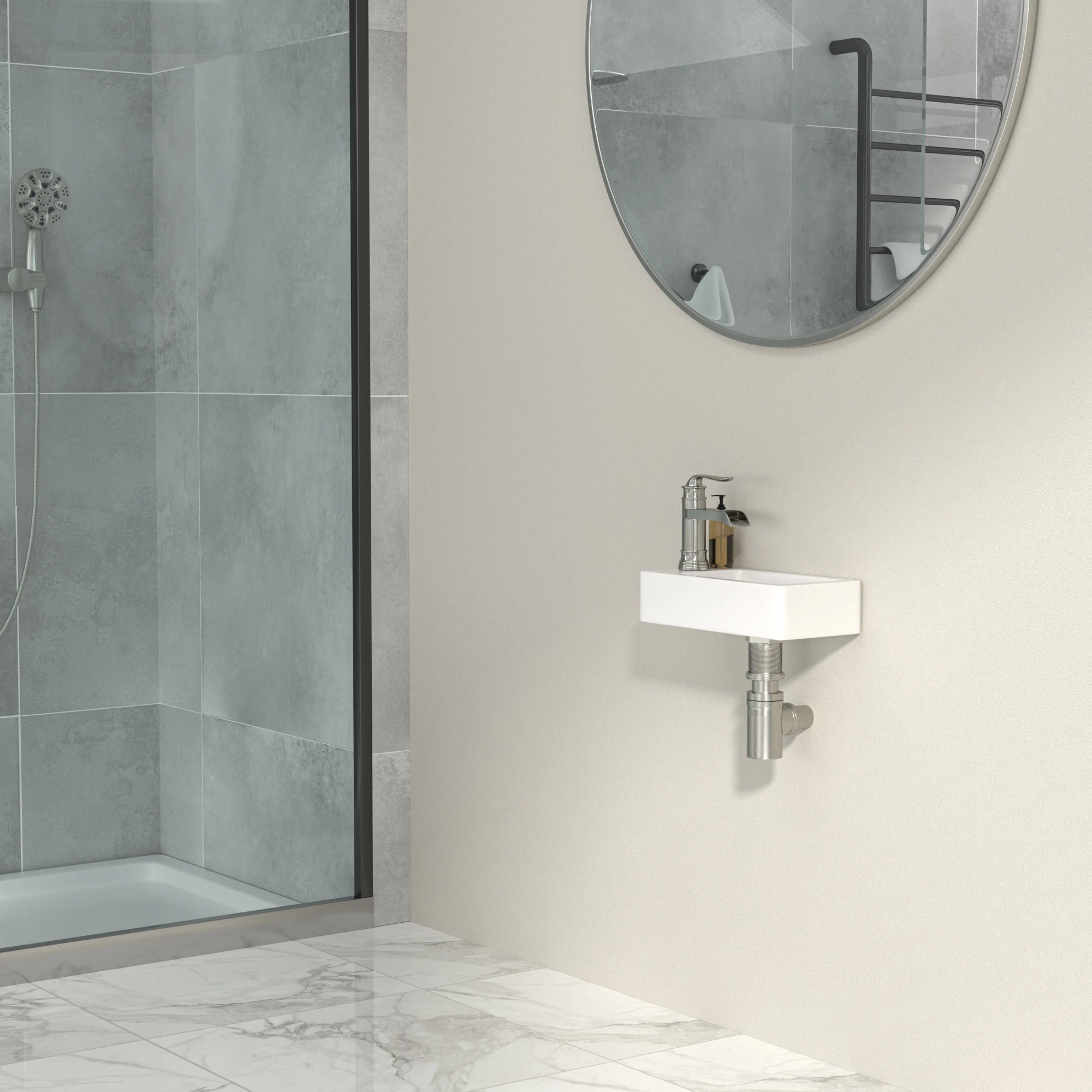 Sarlai 15 Inch Porcelain Ceramic Wall Mounted Bathroom Vessel  Rectangular Laundry Half Bath Small Bathroom Sink