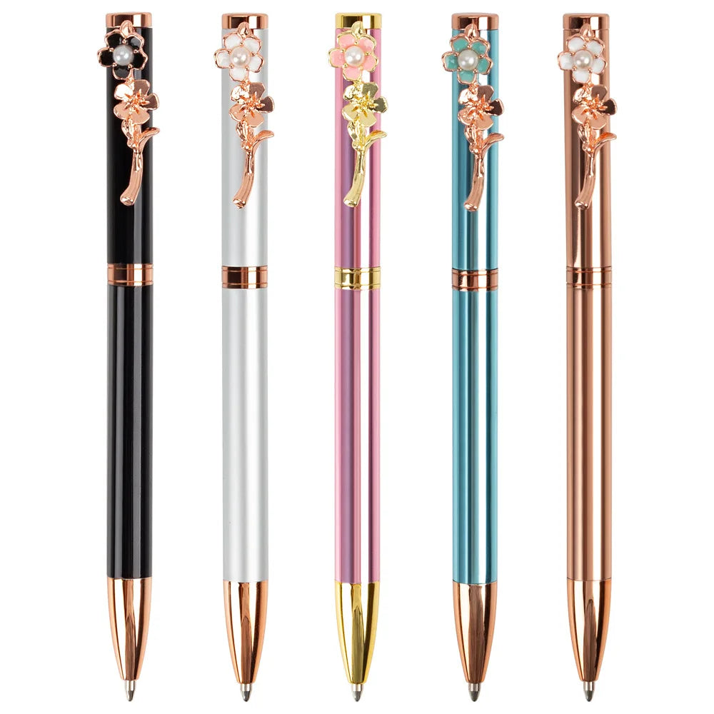 Promotional Gift Flower Rose Gold Ballpoint Pen Luxury Roller Ball Pen With Custom Logo