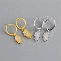 Fine Jewelry Hamsa Hand Zircon Hoop Earrings 18k Gold 925 Sterling Silver Fashion Hand Huggie Hoop Earrings for Women