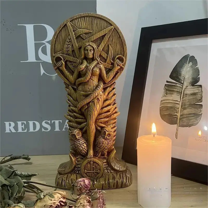 Viking Resin Carvings Sculpture BCA43 Pagan Paganism God Altar Snake Girl Resin Statue for Garden Decor