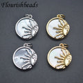 Jewelry Making Suppliers Rhodium Gold Plated Brass Faces Shell Pearl Pendant for Diy Women Necklace