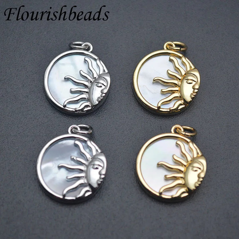 Jewelry Making Suppliers Rhodium Gold Plated Brass Faces Shell Pearl Pendant for Diy Women Necklace