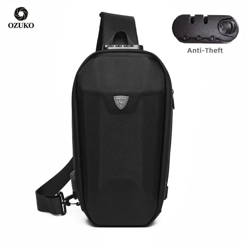 Ozuko D9321 Antitheft Shoulder Men Chest Bag EVA Small Messenger Bag for Men Cellphone Custom Hard Shell Crossbody Bag