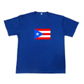 Promotion Blue Polyester Round Neck T-shirts with Puerto Rico Flag logo Custom Printing