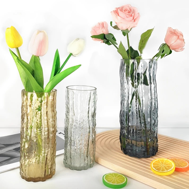 Nordic Style Transparent Glass Vase Net Red Extreme Freeze Glacier for Modern Home for Rose Flower Arrangement Living Room
