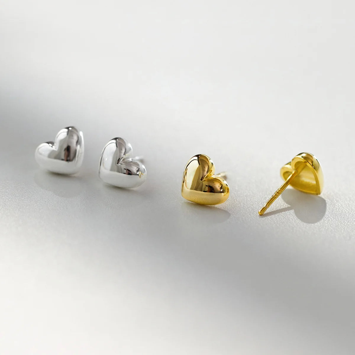 Minimalist Fashion Earring 925 Sterling Silver Trendy Heart Earrings Small Simple Gold Plated Stud Earrings Women