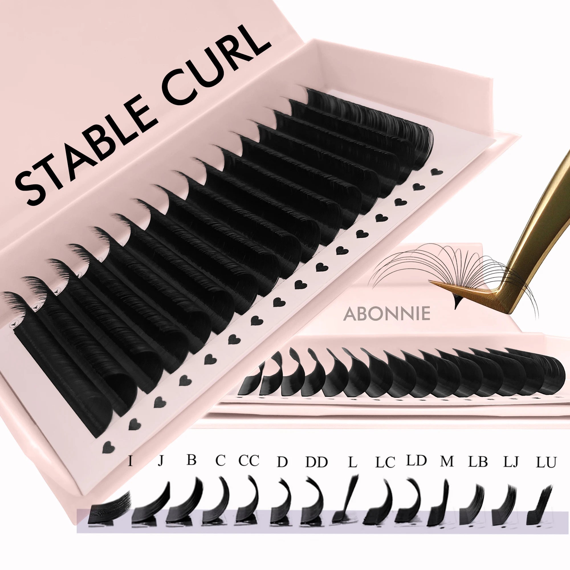 Abonnie Russian Volume Eyelash Extensions Supplies One by One Cashmere Lash Extensions Lash Trays Wholesale Matte Black Cashmere