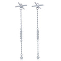 Chic Cross 'X' Line Inlaid Zircon Stone Dangle Earrings for Women DIY Multiple Wear Ways S925 925 Sterling Silver Threaded Ear
