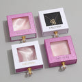 Custom Logo Drawer Jewelry Packaging Gift Box with Window Sliding Cardboard Paper Jewellery Pull Out Storage Box with Crystals