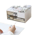 Plastic Desktop Storage Box Eco-Friendly Multifunctional Stationery Pen Organizer for Office Student Use Makeup Cosmetics Drawer