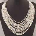 European American Retro Ethnic Style Exaggerated Bohemian Multi-layer Seed Bead Necklace for Women Great for Gift or Engagement