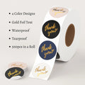 Custom Logo Printed Adhesive Paper Labels Gold Stamping Round Thank You Seal Stickers for Gift Packaging Boutique Business