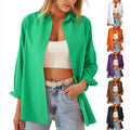 2023 Autumn Fashion Loose Candy Color Long Sleeve Cardigan Shirt Women's Lapel Long-sleeved Blouse