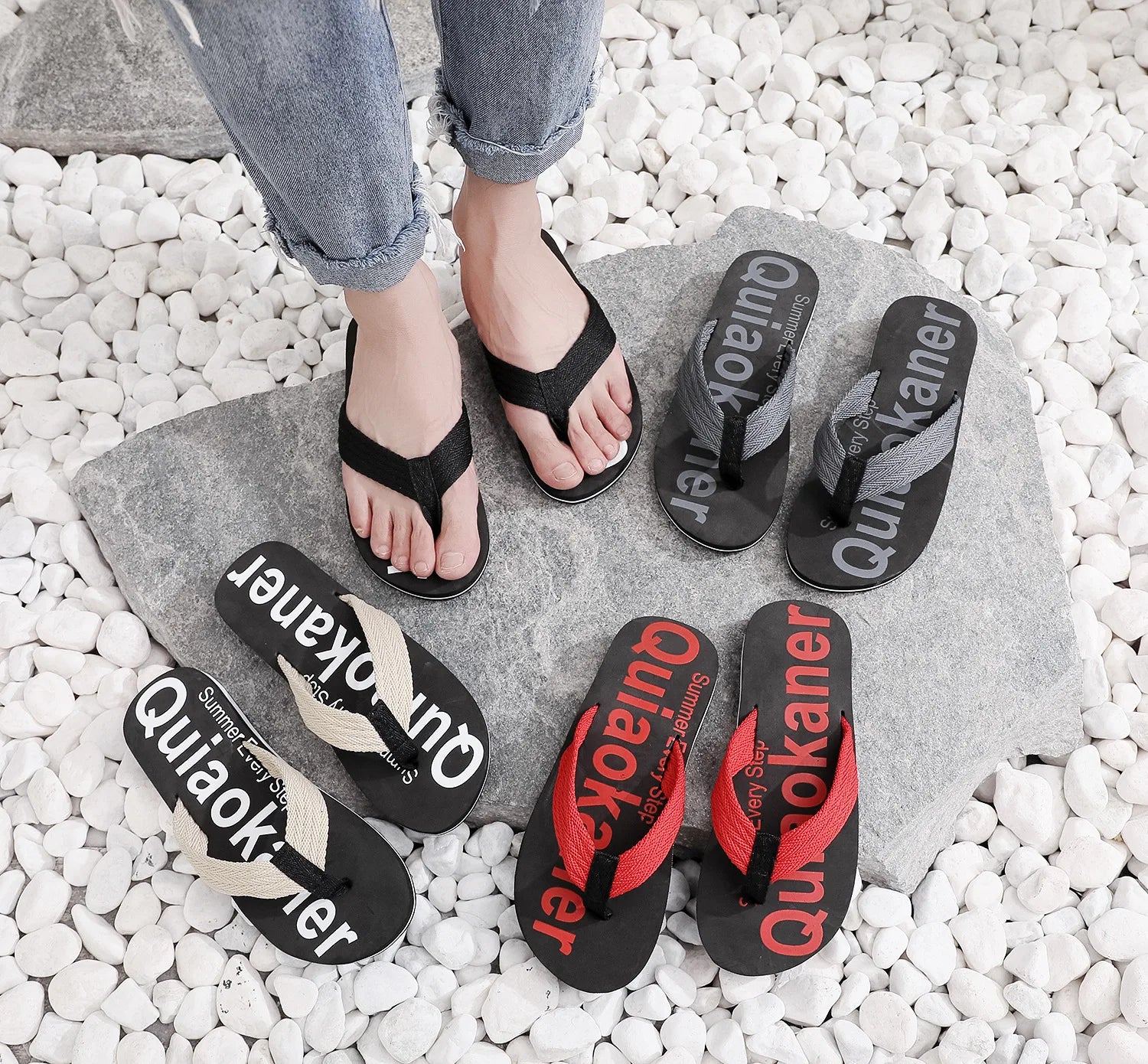2022 Men's EVA Beach Shoes New Waterproof Flip-Flops for Outdoor Fashion Cool Slippers with Mesh Lining for Winter and Summer