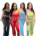 Custom Plain Skinny Womens Set Two Piece Crop Tank Top Flare Pants Set Summer Women Tracksuit Set Matching Womens Sweat Suits