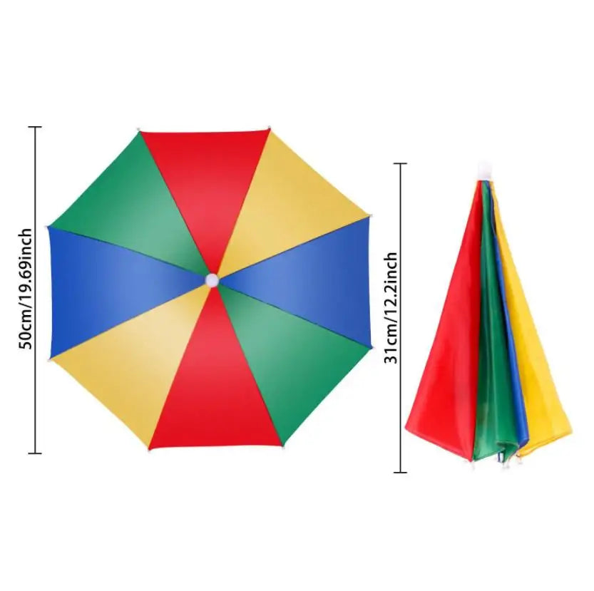 Wholesale Head Umbrella Hats Cap Custom Print Small Portable Outdoor Fishing Headwear Umbrellas