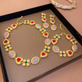 Kaimei 100 Designs Fashion Jewelry Medieval Flower Portrait Diamond Heart Necklace French Collar Chain Necklace Earrings Sets