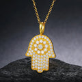 Real 925 Sterling Silver Hip Hop Hamsa Palm VVS D Color Moissanite Diamond Hand Pendant for Men Women with GRA Certification